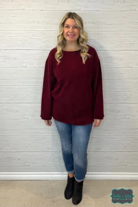 Sarah Corded Pullover - Merlot