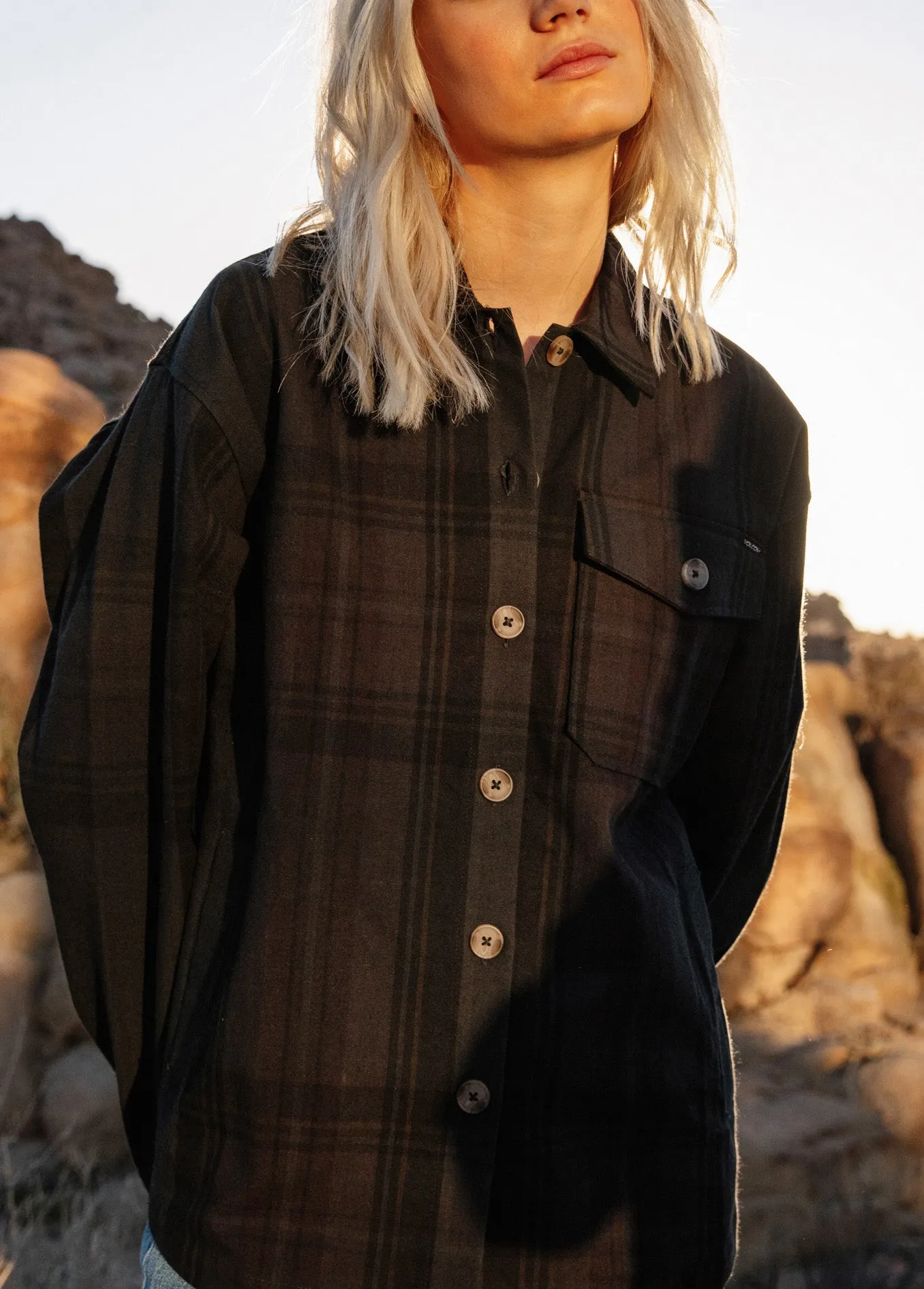 Sound Trip Plaid Jacket - Black Plum