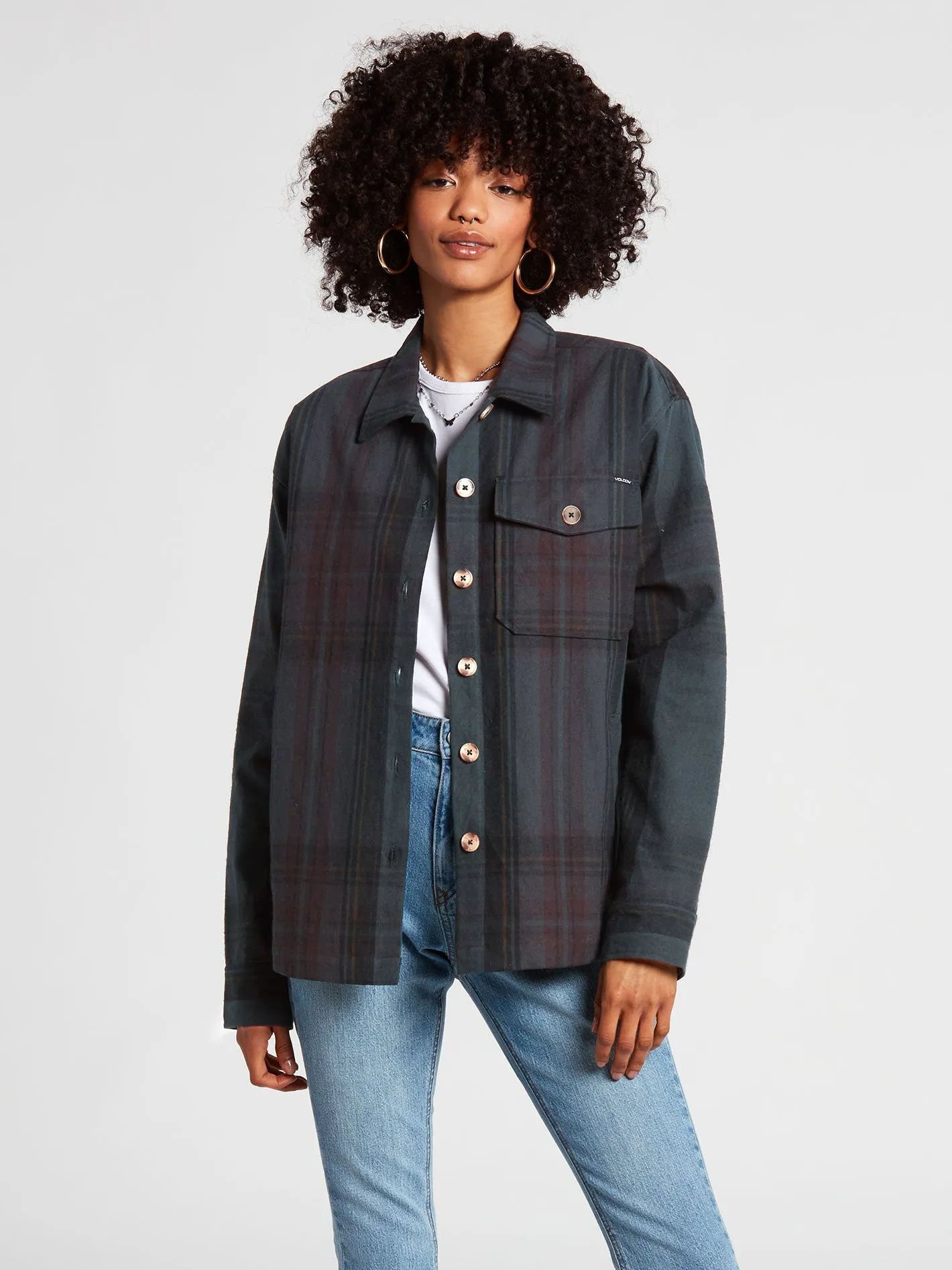 Sound Trip Plaid Jacket - Black Plum