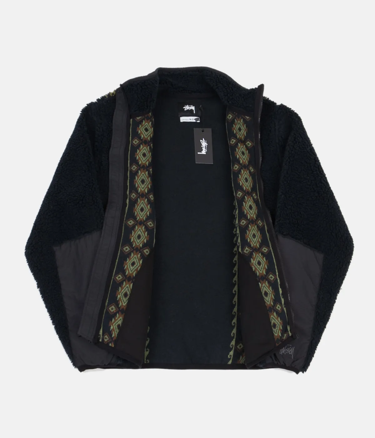 Stussy Lima Jacquard Sherpa Jacket - Black