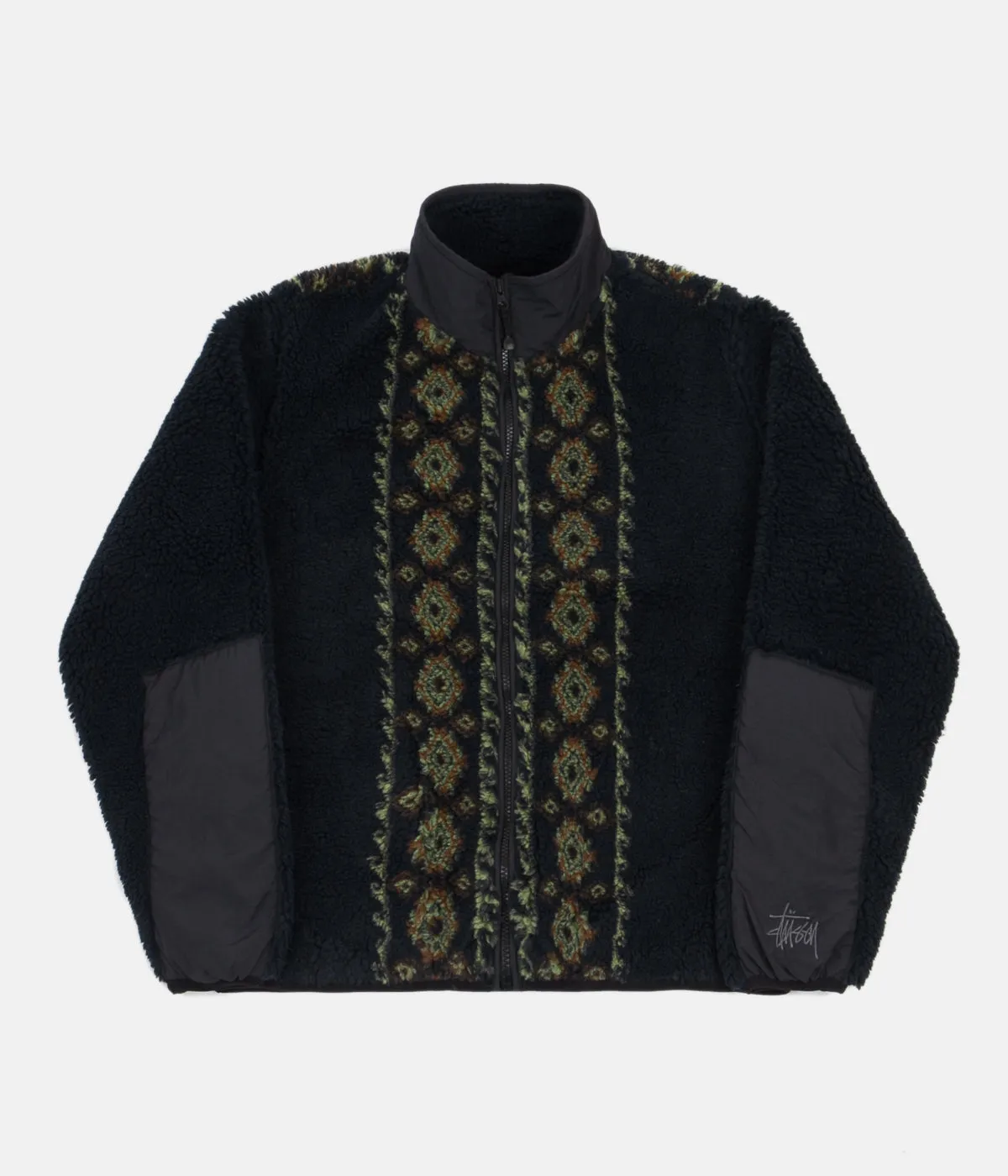 Stussy Lima Jacquard Sherpa Jacket - Black