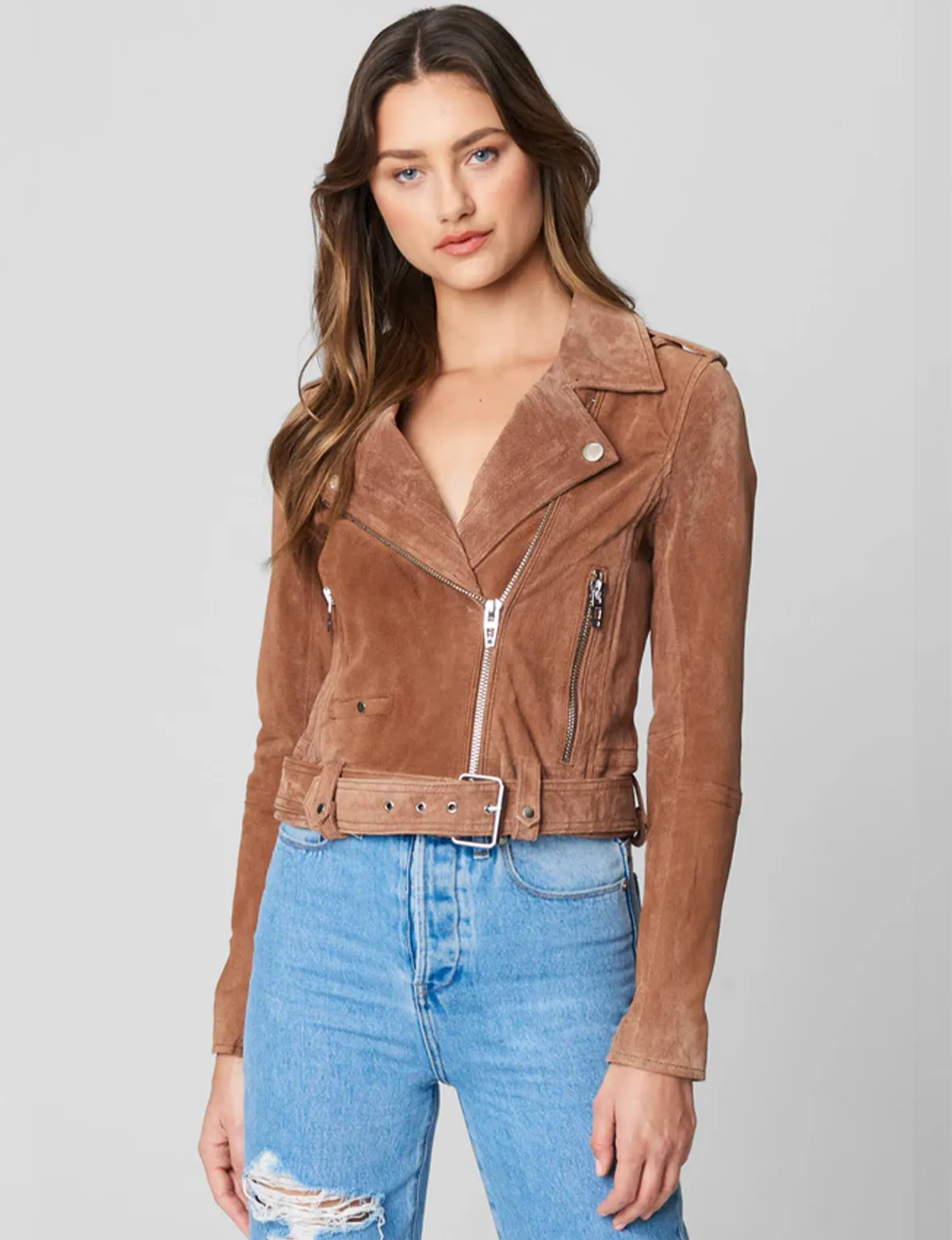 Suede Moto Jacket, Coffee Bean