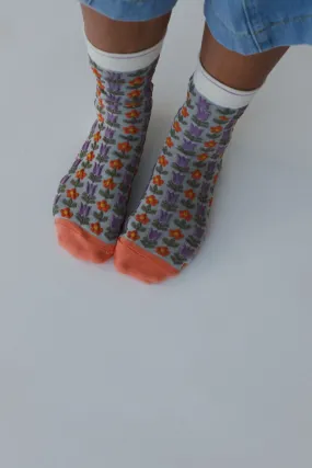 Sunny Bloom Socks - Gray