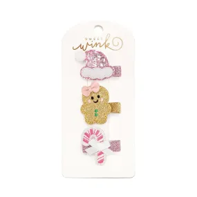 Sweet Wink Girls 3 Piece Gingerbread Christmas Hair Clip Set