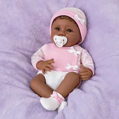 The Ashton - Drake Galleries Blessing From the Start Lifelike So Truly Real® African American Black Baby Girl Doll Weighted Fully Poseable with Soft RealTouch® Vinyl Skin by Master Doll Artist Linda Murray 16"-Inches