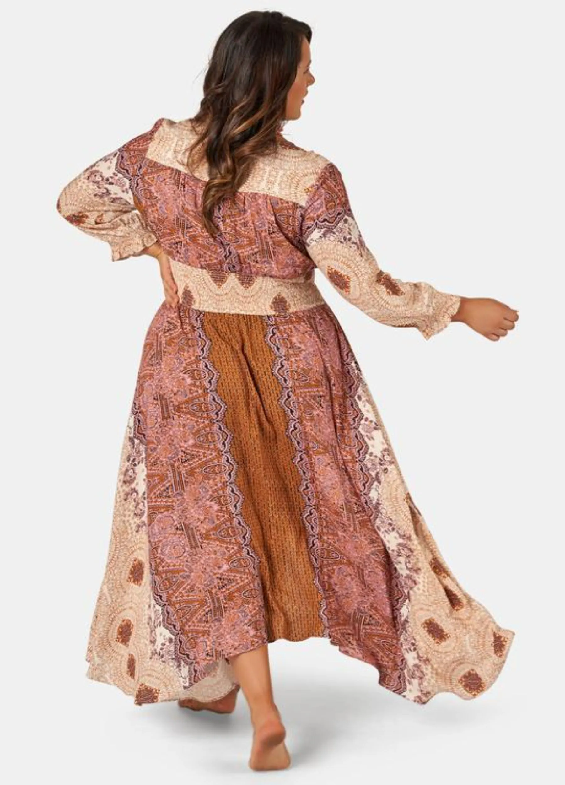 The Poetic Gypsy - Long Sleeve Brown Sugar Maxi Dress