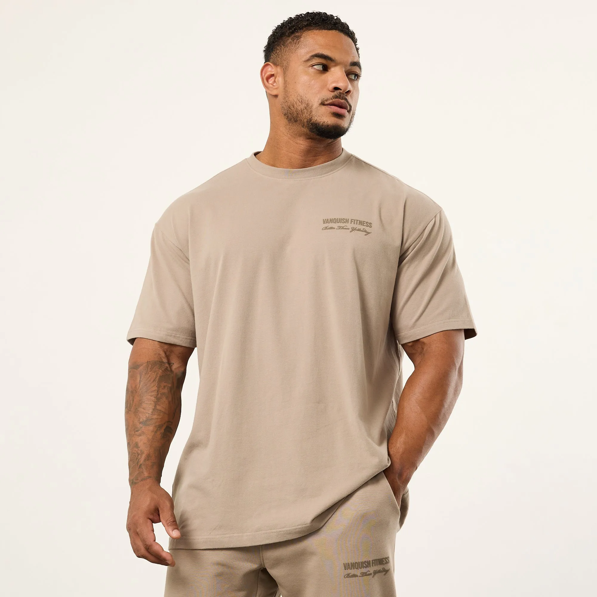 Vanquish Sand Signature Oversized T Shirt