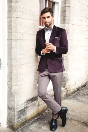 Venice Velvet Slim Fit Tuxedos Aubergine