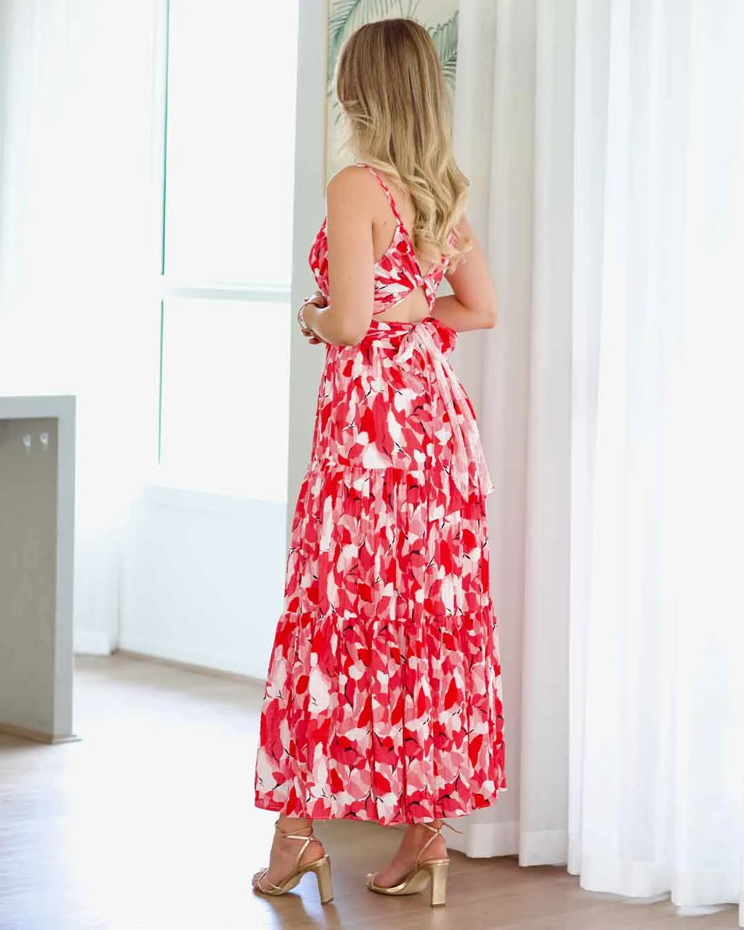 Verona Maxi Print Dress - Red