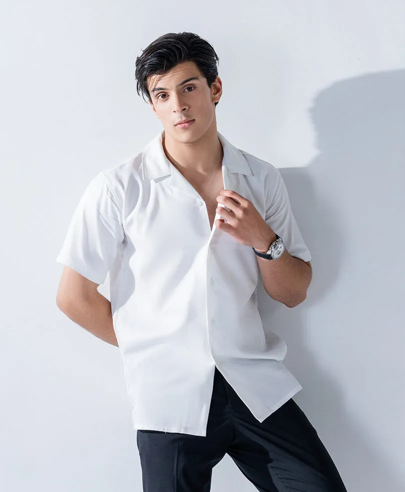 White Cuban Collar Shirt