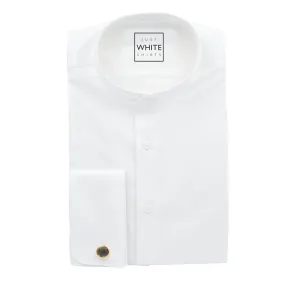 White Egyptian Cotton Non Iron Dress Shirt, Mandarin Collar and French Cuffs