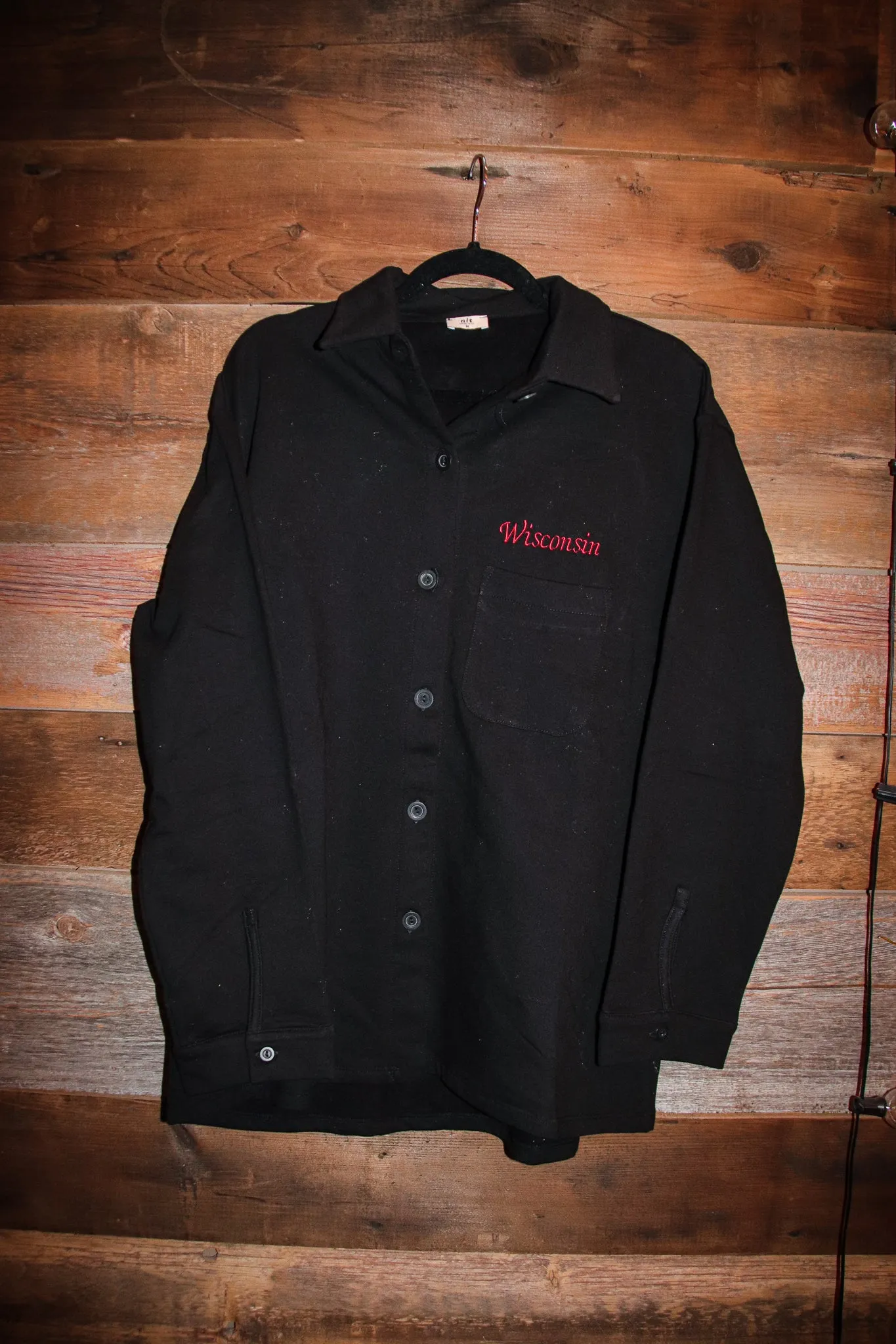 Wisconsin Embroidered Fleece Shacket