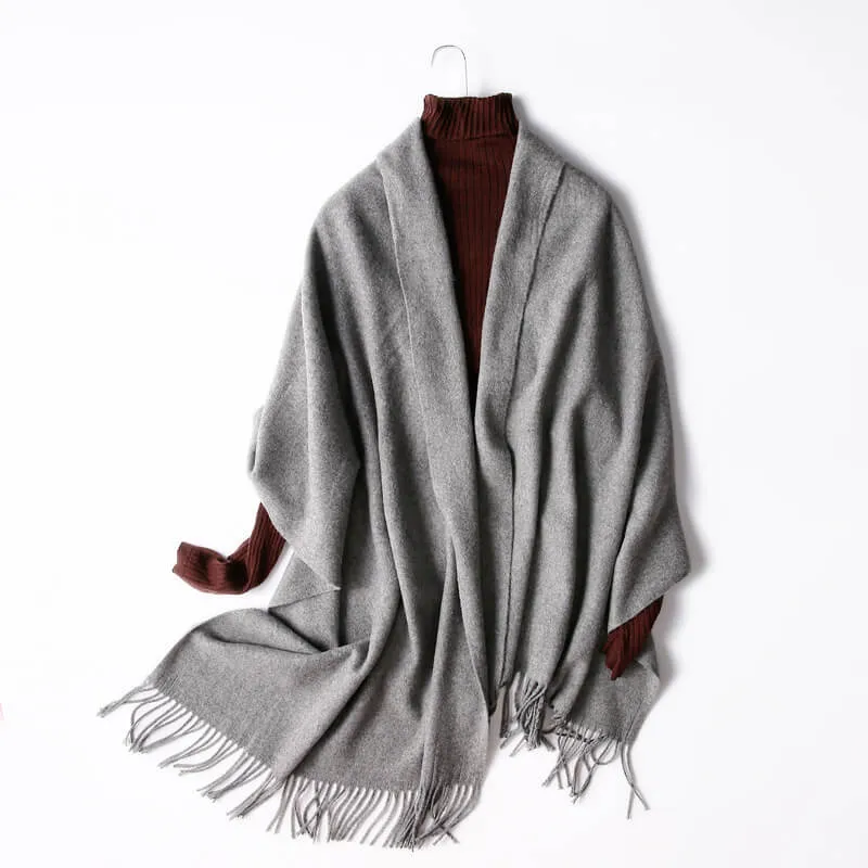 Women's Autumn And Winter Long Plus Fleece Scarf Air Conditioning Warm Tassel Shawl Thick Wool Scarf