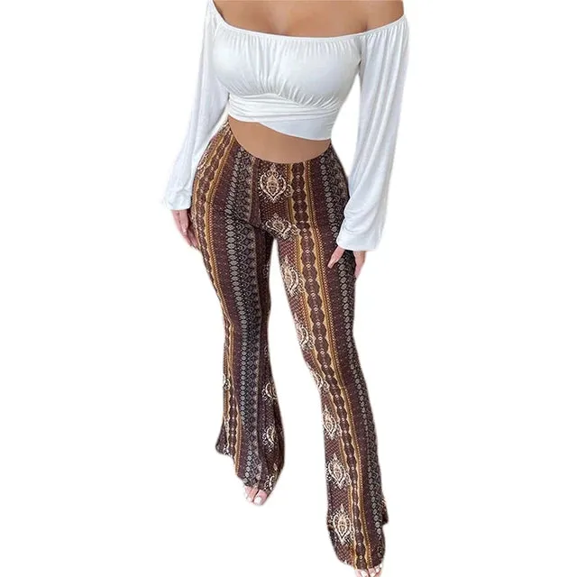 Women's Flare Ethnic Print Pants