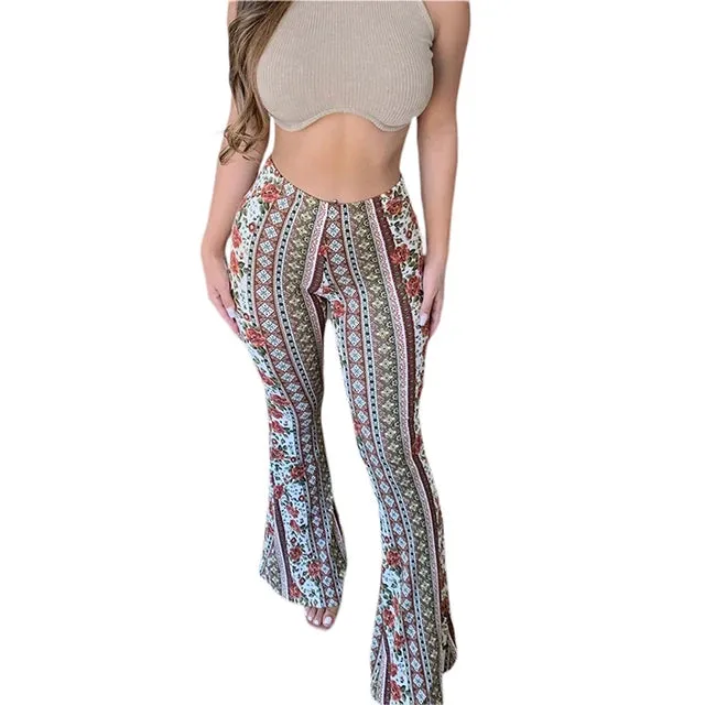 Women's Flare Ethnic Print Pants