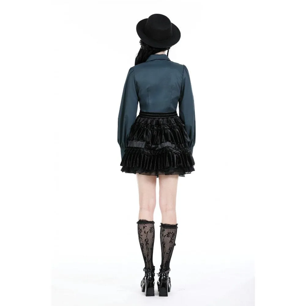 Women's Gothic Ruffled Layered Velvet Skirt