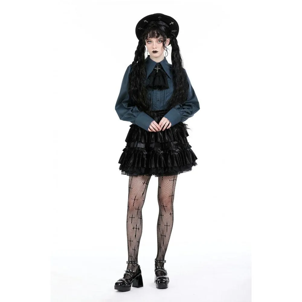 Women's Gothic Ruffled Layered Velvet Skirt