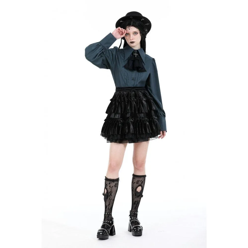 Women's Gothic Ruffled Layered Velvet Skirt