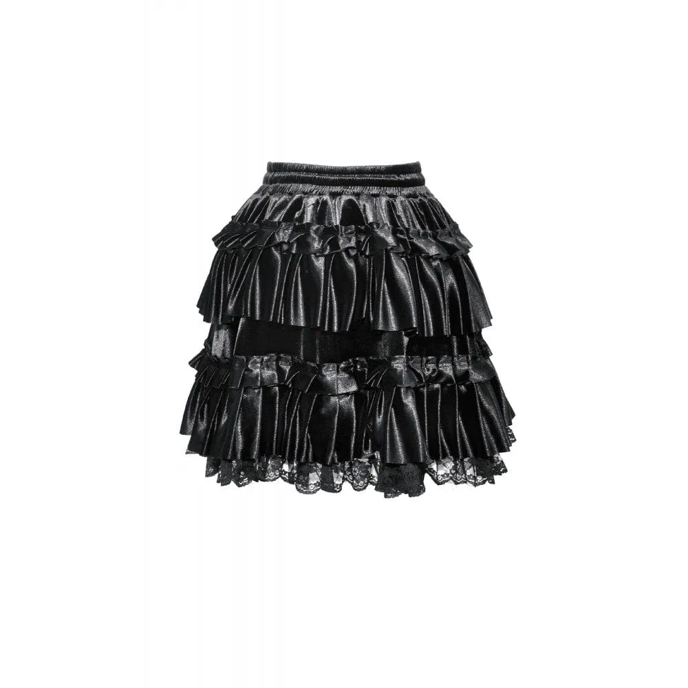 Women's Gothic Ruffled Layered Velvet Skirt