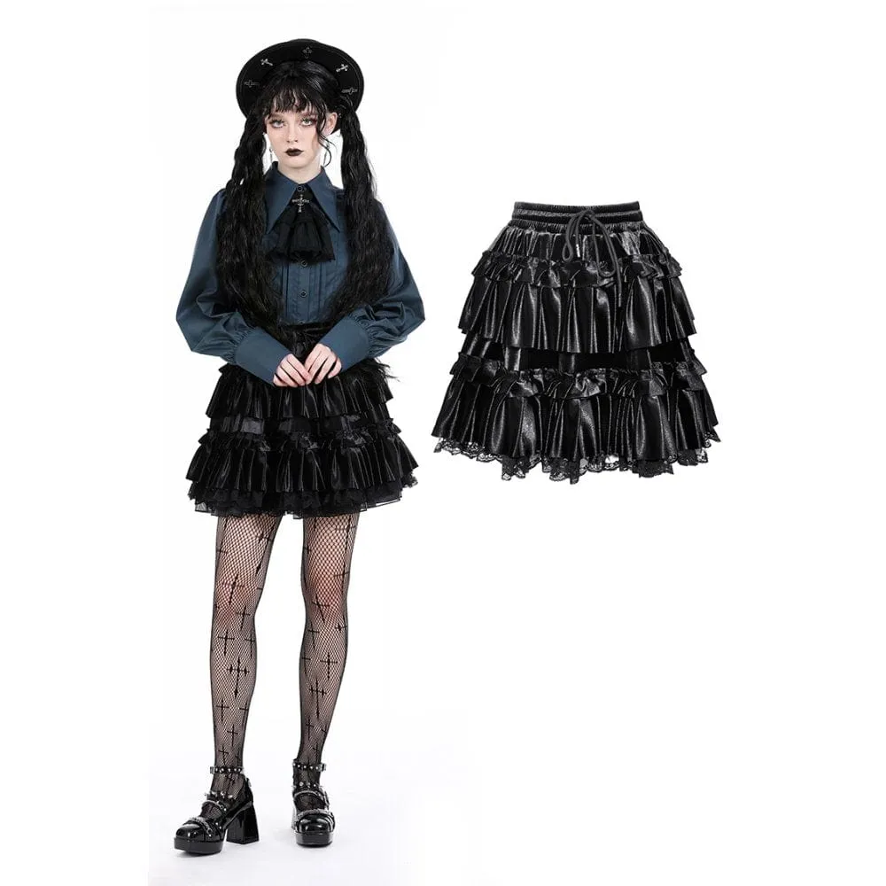 Women's Gothic Ruffled Layered Velvet Skirt