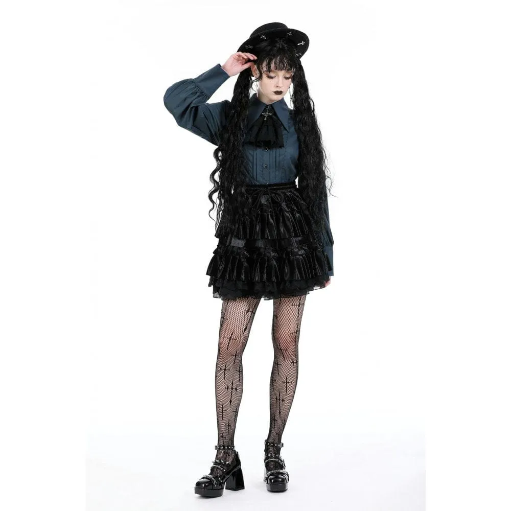 Women's Gothic Ruffled Layered Velvet Skirt