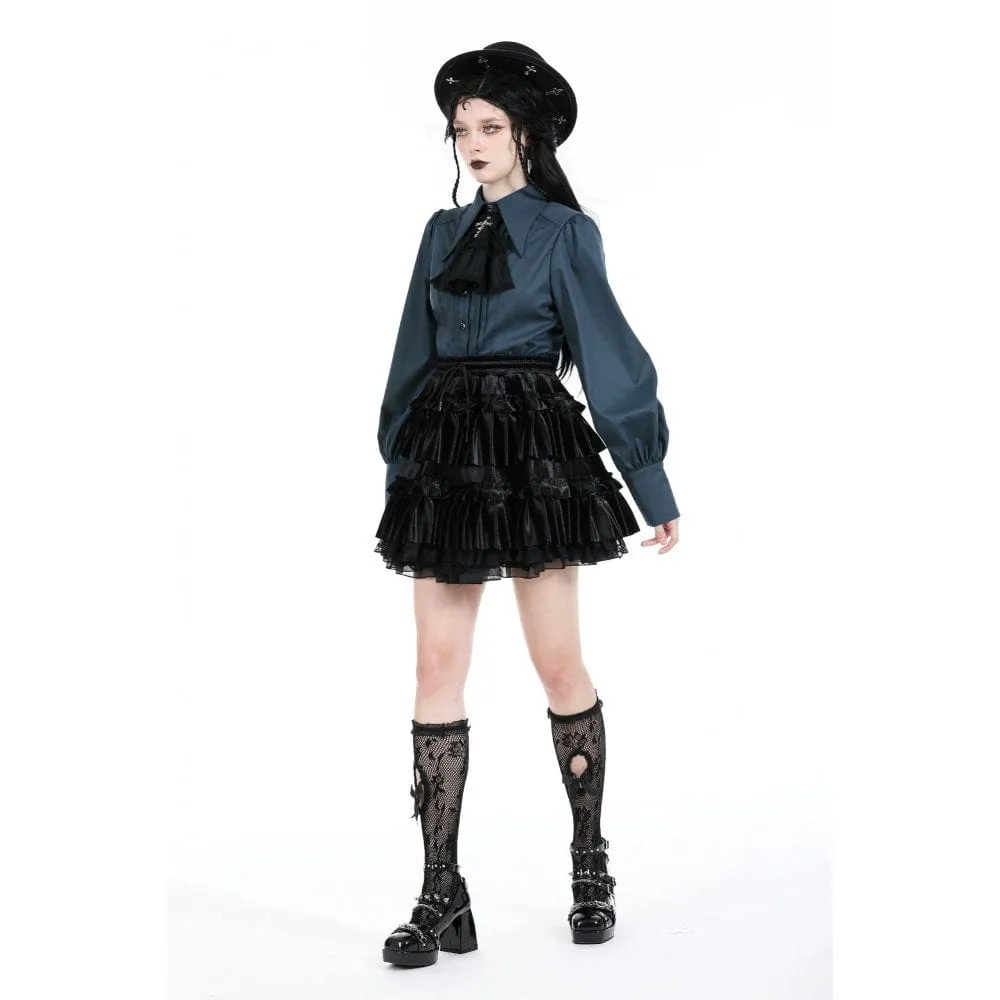 Women's Gothic Ruffled Layered Velvet Skirt