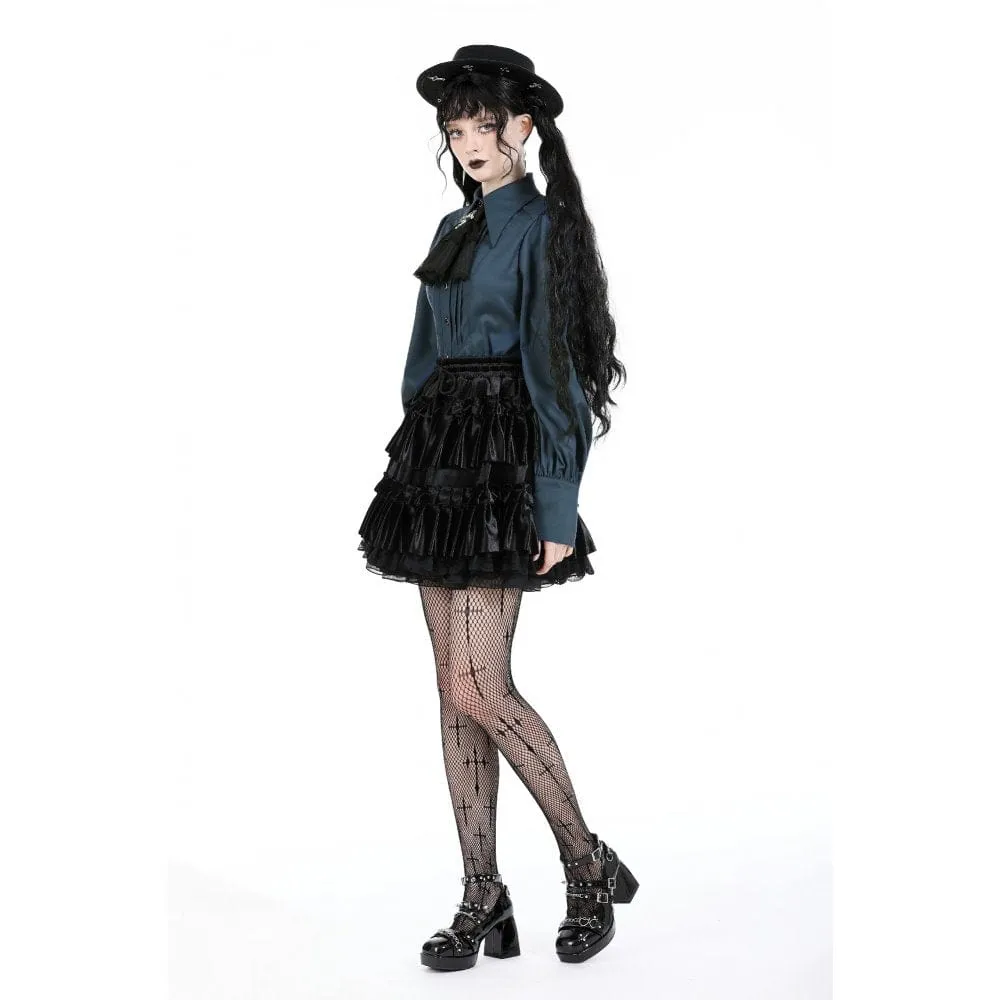 Women's Gothic Ruffled Layered Velvet Skirt