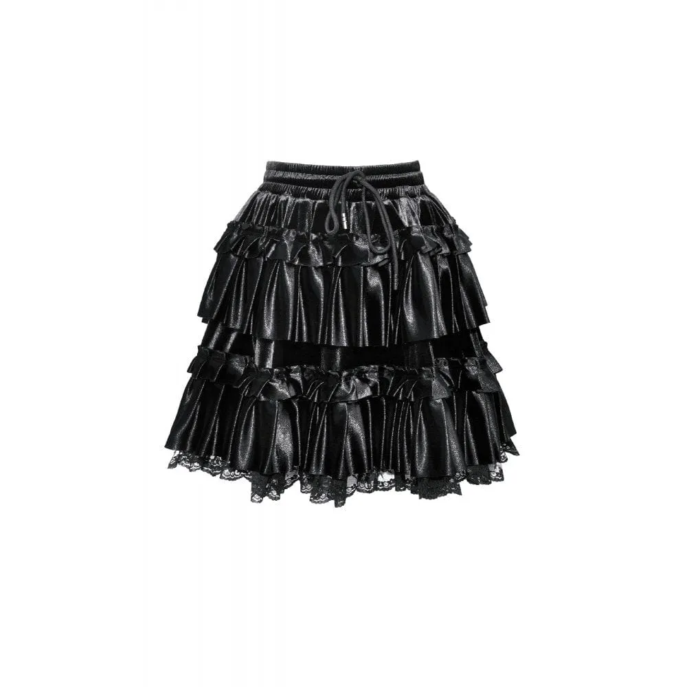 Women's Gothic Ruffled Layered Velvet Skirt