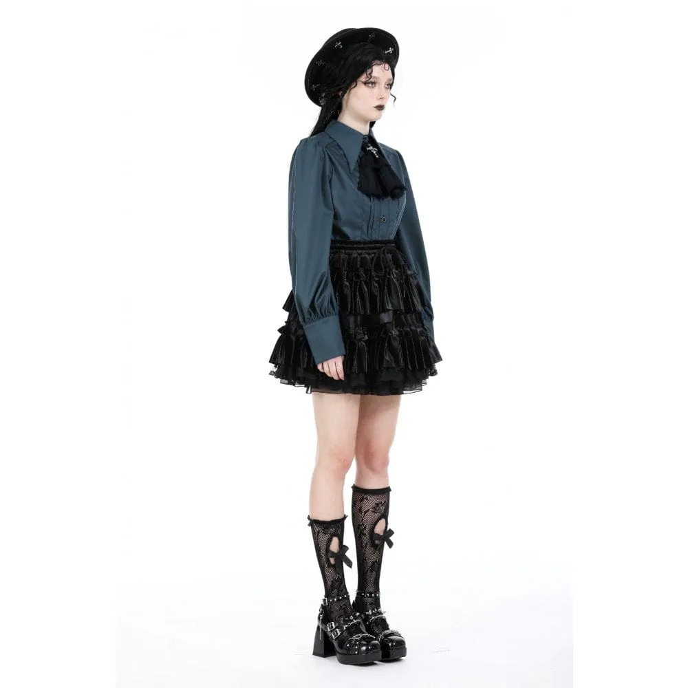 Women's Gothic Ruffled Layered Velvet Skirt