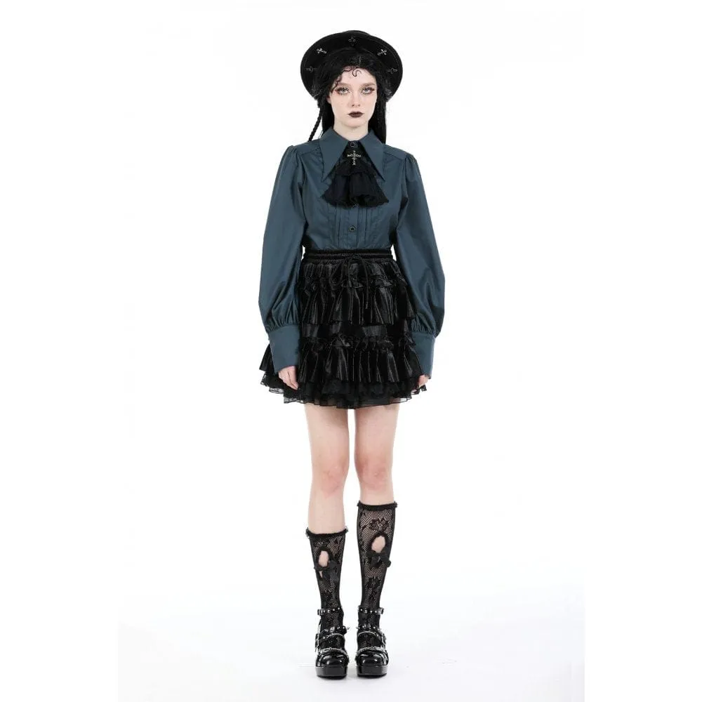 Women's Gothic Ruffled Layered Velvet Skirt