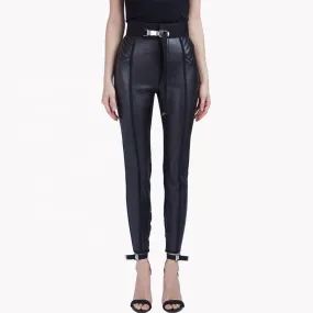 Women's High Waisted Leather Pants - Sarah