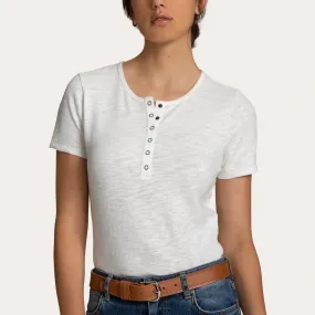 Women's Short Sleeve Cotton Slub Henley