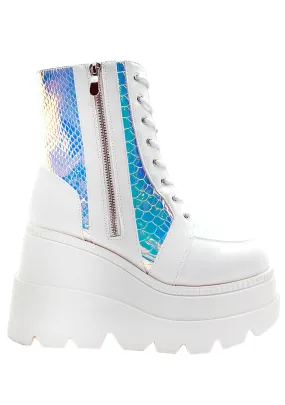 x LASR Exclusive RADIO Liquid Love White Platform Boots