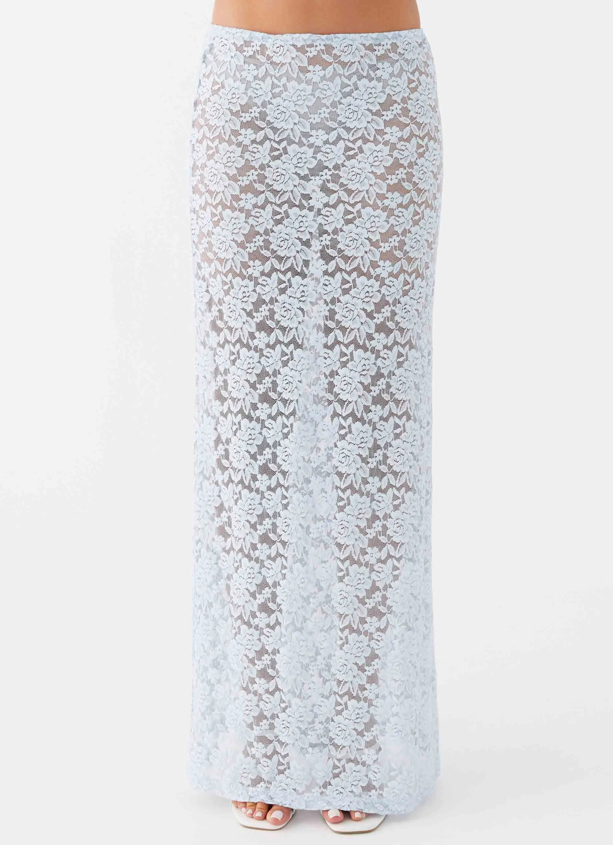 Zephyra Lace Maxi Skirt - Blue Cloud