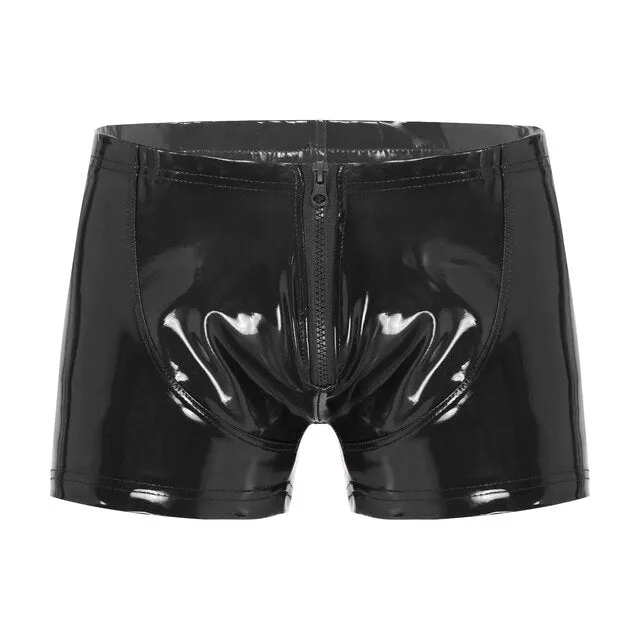 Zipper Front Wet Look Boxer